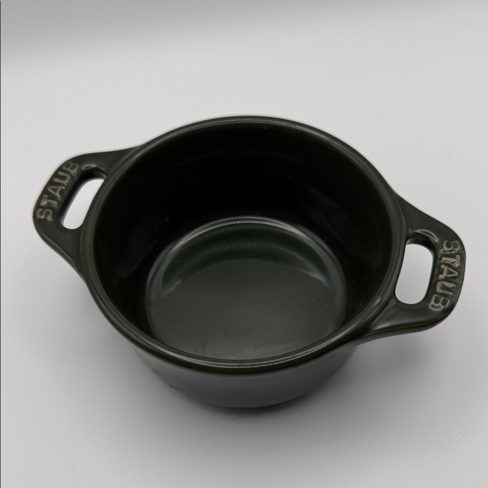 Staub Basil Green Stoneware Round Mini Cocotte with Integrated Handles